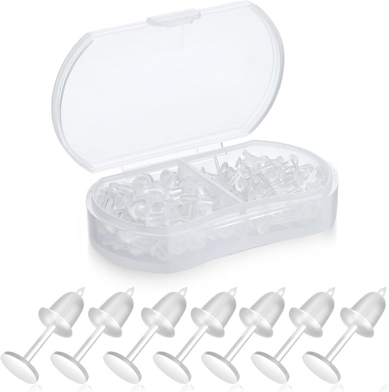 Formulen 5mm Plastic Earrings for Sports - Clear Post Studs, Flat Silicone Rubber Earrings for DIY - Image 1
